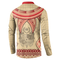 Tonga Language Week Button Sweatshirt Tribal Cross Ngatu Floral Pattern