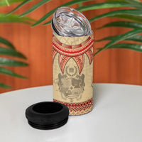 Tonga Language Week 4 in 1 Can Cooler Tumbler Tribal Cross Ngatu Floral Pattern
