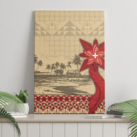 Tonga Language Week Canvas Wall Art Tribal Cross Ngatu Floral Pattern