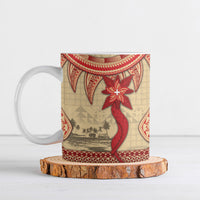 Tonga Language Week Ceramic Mug Tribal Cross Ngatu Floral Pattern