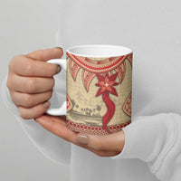 Tonga Language Week Ceramic Mug Tribal Cross Ngatu Floral Pattern