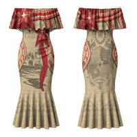 Tonga Language Week Family Matching Mermaid Dress and Hawaiian Shirt Tribal Cross Ngatu Floral Pattern