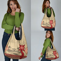 Tonga Language Week Grocery Bag Tribal Cross Ngatu Floral Pattern
