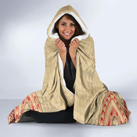 Tonga Language Week Hooded Blanket Tribal Cross Ngatu Floral Pattern