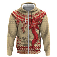 Tonga Language Week Hoodie Tribal Cross Ngatu Floral Pattern