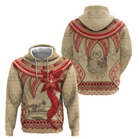 Tonga Language Week Hoodie Tribal Cross Ngatu Floral Pattern