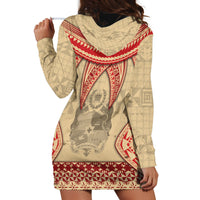 Tonga Language Week Hoodie Dress Tribal Cross Ngatu Floral Pattern