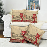 Tonga Language Week Pillow Cover Tribal Cross Ngatu Floral Pattern