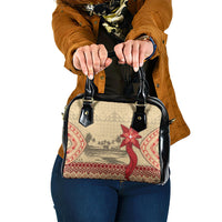 Tonga Language Week Shoulder Handbag Tribal Cross Ngatu Floral Pattern
