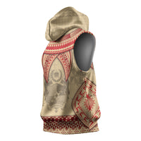 Tonga Language Week Sleeveless Hoodie Tribal Cross Ngatu Floral Pattern