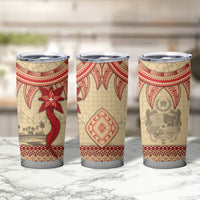 Tonga Language Week Tumbler Cup Tribal Cross Ngatu Floral Pattern
