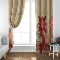 Tonga Language Week Window Curtain Tribal Cross Ngatu Floral Pattern