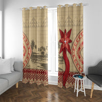 Tonga Language Week Window Curtain Tribal Cross Ngatu Floral Pattern