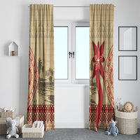 Tonga Language Week Window Curtain Tribal Cross Ngatu Floral Pattern