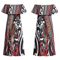 Personalised Maori Language Week Couples Matching Off Shoulder Maxi Dress and Long Sleeve Button Shirt Ake Ake Ake Tribal Patterns