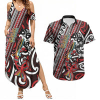 Personalised Maori Language Week Couples Matching Summer Maxi Dress and Hawaiian Shirt Ake Ake Ake Tribal Patterns