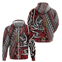 Personalised Maori Language Week Zip Hoodie Ake Ake Ake Tribal Patterns