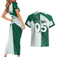 Custom Hawaii Volleyball Couples Matching Short Sleeve Bodycon Dress and Hawaiian Shirt Shaka Aloha Hand DT05 - Polynesian Pride