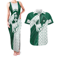 Custom Hawaii Volleyball Couples Matching Tank Maxi Dress and Hawaiian Shirt Shaka Aloha Hand DT05 Green - Polynesian Pride