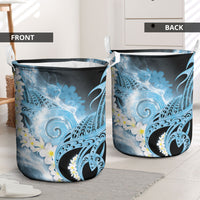Piko Hawaiian Laundry Basket Blue Galaxy Spiral Plumeria Tribal Patterns