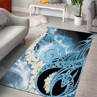 Piko Hawaiian Area Rug Blue Galaxy Spiral Plumeria Tribal Patterns