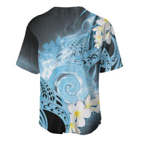 Piko Hawaiian Baseball Jersey Blue Galaxy Spiral Plumeria Tribal Patterns