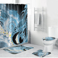 Piko Hawaiian Bathroom Set Blue Galaxy Spiral Plumeria Tribal Patterns