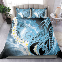 Piko Hawaiian Bedding Set Blue Galaxy Spiral Plumeria Tribal Patterns