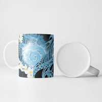 Piko Hawaiian Ceramic Mug Blue Galaxy Spiral Plumeria Tribal Patterns