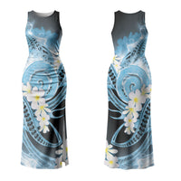 Piko Hawaiian Couples Matching Tank Maxi Dress and Long Sleeve Button Shirt Blue Galaxy Spiral Plumeria Tribal Patterns