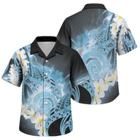 Piko Hawaiian Family Matching Long Sleeve Bodycon Dress and Hawaiian Shirt Blue Galaxy Spiral Plumeria Tribal Patterns