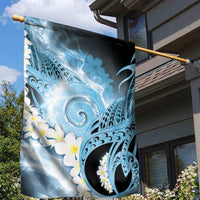 Piko Hawaiian Garden Flag Blue Galaxy Spiral Plumeria Tribal Patterns