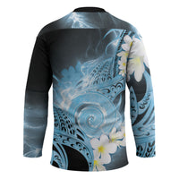 Piko Hawaiian Hockey Jersey Blue Galaxy Spiral Plumeria Tribal Patterns
