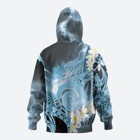 Piko Hawaiian Hoodie Blue Galaxy Spiral Plumeria Tribal Patterns