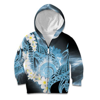 Piko Hawaiian Kid Hoodie Blue Galaxy Spiral Plumeria Tribal Patterns