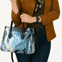 Piko Hawaiian Leather Bag Blue Galaxy Spiral Plumeria Tribal Patterns