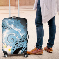 Piko Hawaiian Luggage Cover Blue Galaxy Spiral Plumeria Tribal Patterns