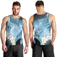 Piko Hawaiian Men Tank Top Blue Galaxy Spiral Plumeria Tribal Patterns