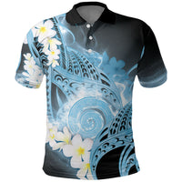Piko Hawaiian Polo Shirt Blue Galaxy Spiral Plumeria Tribal Patterns