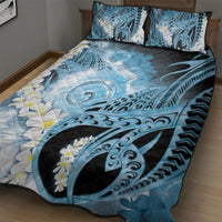 Piko Hawaiian Quilt Bed Set Blue Galaxy Spiral Plumeria Tribal Patterns