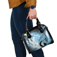Piko Hawaiian Shoulder Handbag Blue Galaxy Spiral Plumeria Tribal Patterns
