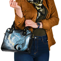 Piko Hawaiian Shoulder Handbag Blue Galaxy Spiral Plumeria Tribal Patterns