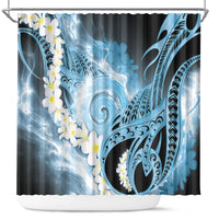 Piko Hawaiian Shower Curtain Blue Galaxy Spiral Plumeria Tribal Patterns