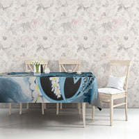 Piko Hawaiian Tablecloth Blue Galaxy Spiral Plumeria Tribal Patterns