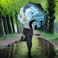 Piko Hawaiian Umbrella Blue Galaxy Spiral Plumeria Tribal Patterns