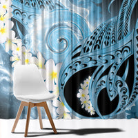 Piko Hawaiian Window Curtain Blue Galaxy Spiral Plumeria Tribal Patterns