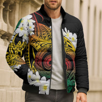 Piko Hawaiian Bomber Puffer Jacket Gradient Spiral Plumeria Tribal Patterns