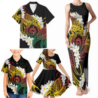 Piko Hawaiian Family Matching Tank Maxi Dress and Hawaiian Shirt Gradient Spiral Plumeria Tribal Patterns