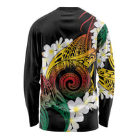 Piko Hawaiian Long Sleeve Shirt Gradient Spiral Plumeria Tribal Patterns