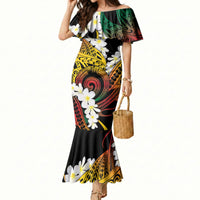 Piko Hawaiian Mermaid Dress Gradient Spiral Plumeria Tribal Patterns